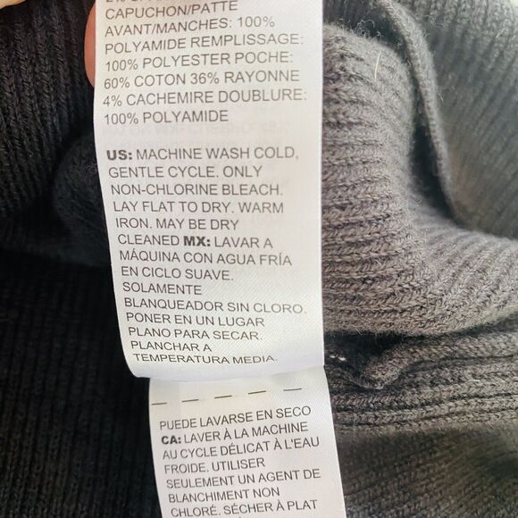 Chicos Zenergy Knit Jacke S-M Brown Espresso Hooded Puffer Trim Short Sleeve Zip - Picture 8 of 8